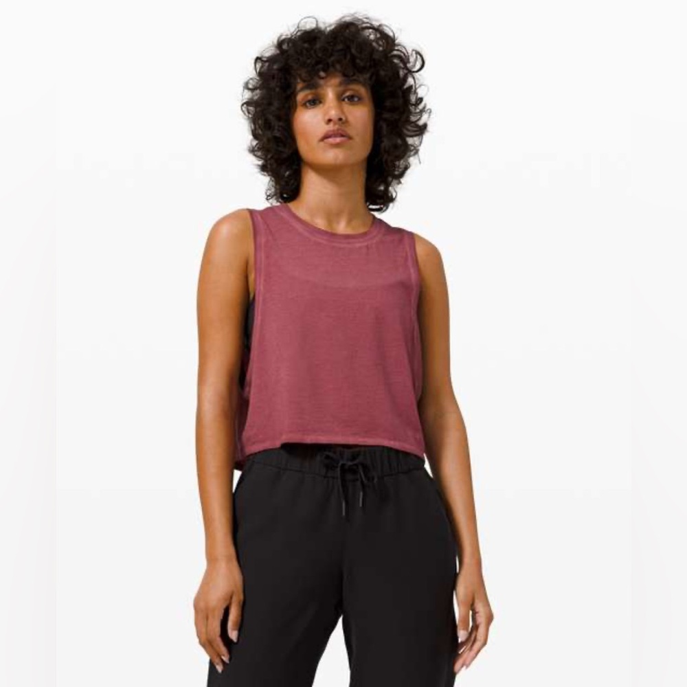 Lululemon Cut Back Crop Tank Red Cotton Small